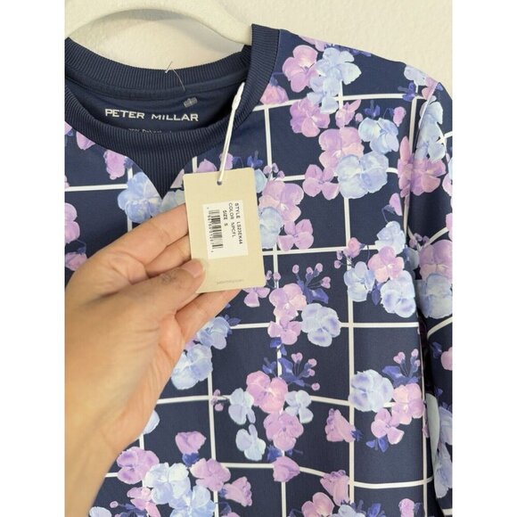 Peter Millar Golf Birdie Sport Top Womens Sweatshirt Size S Pullover Navy Floral - Picture 13 of 13